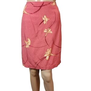 Tommy Bahama silk pink floral wrap skirt. Size 8.